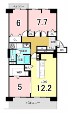 大阪市西区南堀江、マンションの間取り画像です