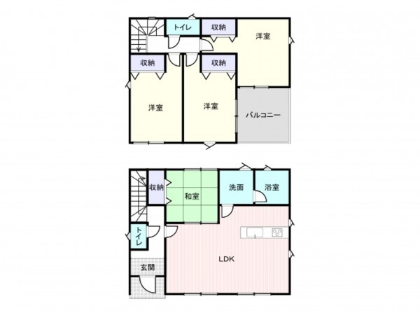 岸和田市池尻町、新築一戸建ての間取り画像です