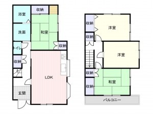 和泉市東阪本町、中古一戸建ての間取り画像です