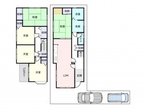 和泉市池田下町、中古一戸建ての間取り画像です
