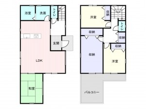 和泉市伯太町、新築一戸建ての間取り画像です