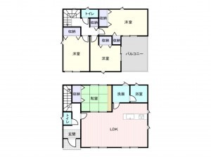 岸和田市池尻町、新築一戸建ての間取り画像です