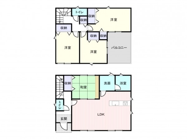岸和田市池尻町、新築一戸建ての間取り画像です