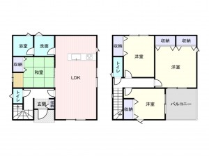 岸和田市池尻町、新築一戸建ての間取り画像です