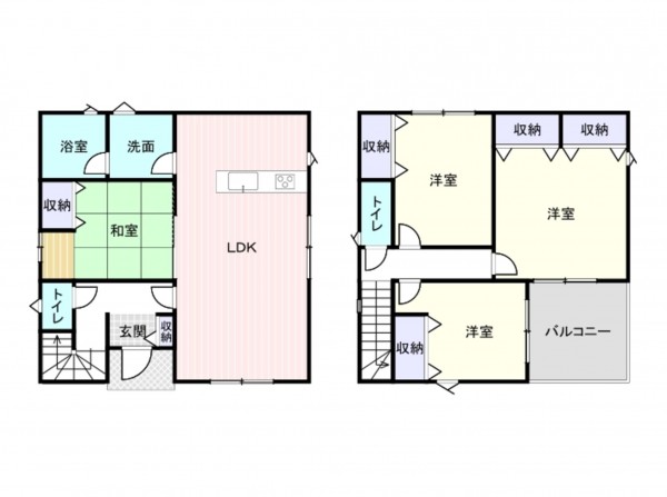 岸和田市池尻町、新築一戸建ての間取り画像です