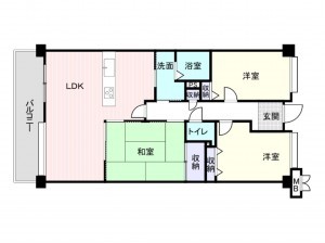 岸和田市荒木町、マンションの間取り画像です