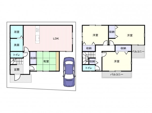 岸和田市磯上町、中古一戸建ての間取り画像です