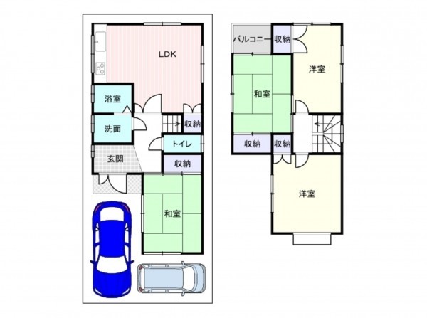 岸和田市今木町、中古一戸建ての間取り画像です