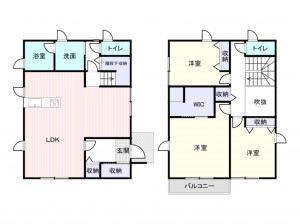 岸和田市岸の丘町、中古一戸建ての間取り画像です