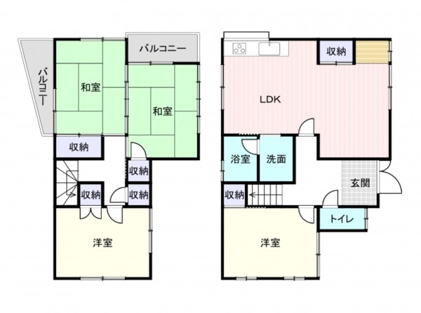 岸和田市神須屋町、中古一戸建ての間取り画像です