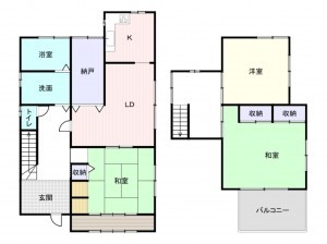 和泉市鶴山台、中古一戸建ての間取り画像です