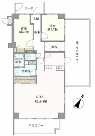 岸和田市大町、マンションの間取り画像です