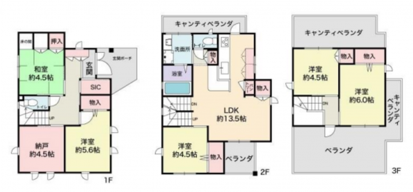 岸和田市池尻町、中古一戸建ての間取り画像です