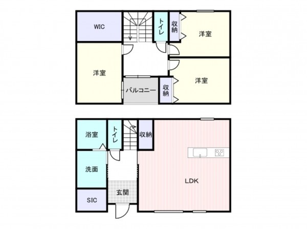 岸和田市岸城町、新築一戸建ての間取り画像です