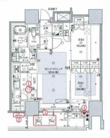 大阪市西区靱本町、マンションの間取り画像です