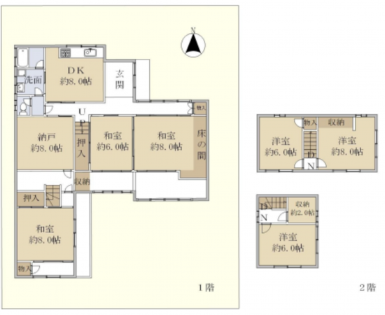 和泉市鶴山台、中古一戸建ての間取り画像です
