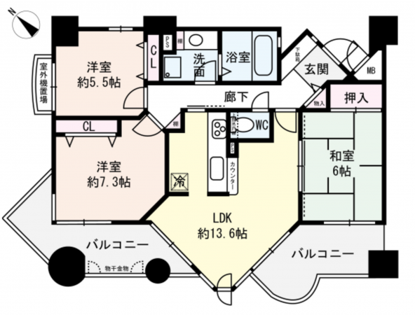 和泉市いぶき野、マンションの間取り画像です