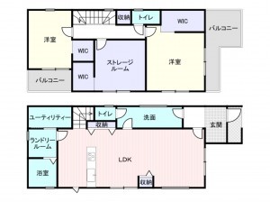 岸和田市並松町、新築一戸建ての間取り画像です
