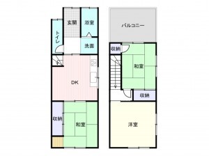和泉市上代町、中古一戸建ての間取り画像です