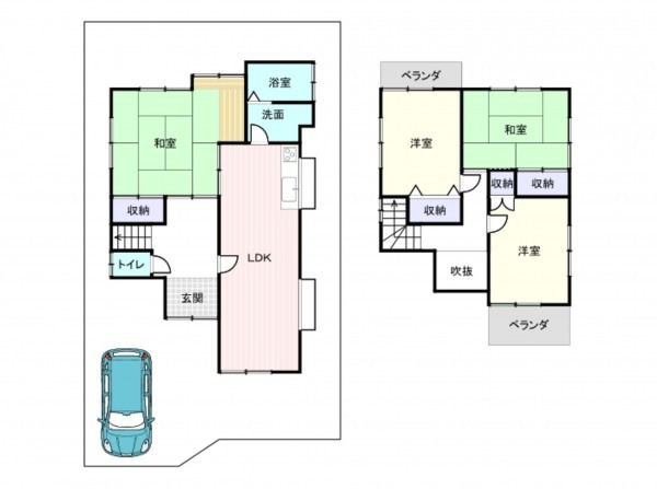 和泉市芦部町、中古一戸建ての間取り画像です