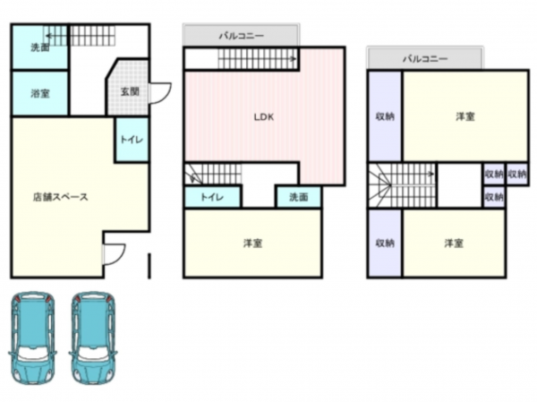 和泉市肥子町、収益物件/店舗付住宅の間取り画像です