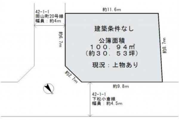 岸和田市岡山町、土地の間取り画像です