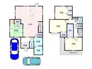 和泉市伯太町、中古一戸建ての間取り画像です