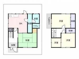 岸和田市加守町、中古一戸建ての間取り画像です