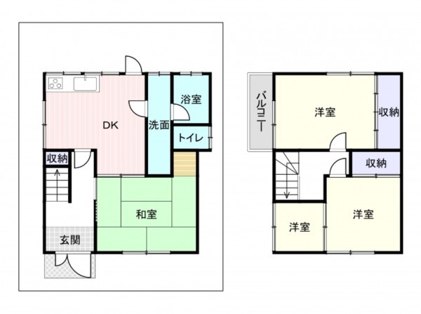 岸和田市加守町、中古一戸建ての間取り画像です