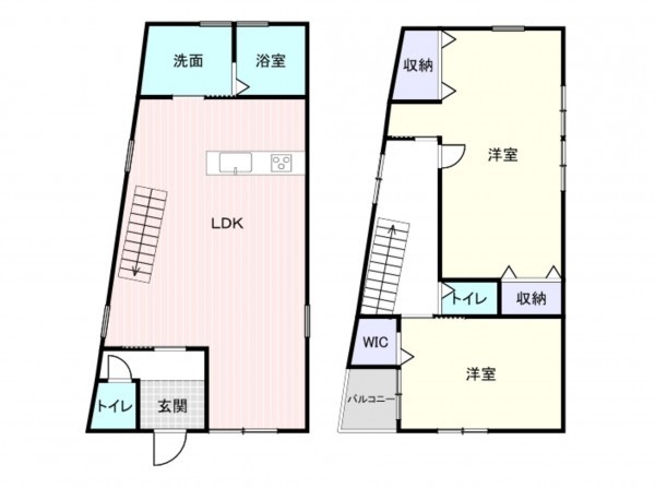 岸和田市南上町、中古一戸建ての間取り画像です