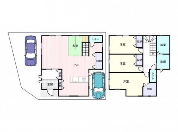 岸和田市吉井町、中古一戸建ての間取り画像です