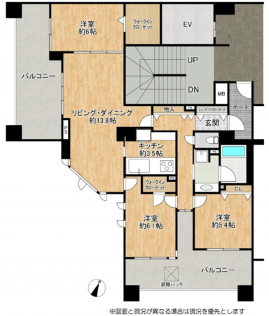 岸和田市港緑町、マンションの間取り画像です