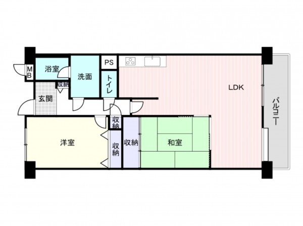 岸和田市上野町東、マンションの間取り画像です