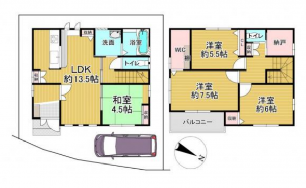 和泉市浦田町、中古一戸建ての間取り画像です