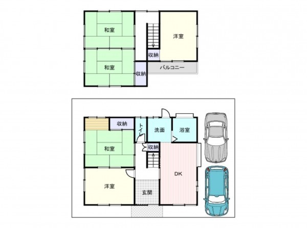 岸和田市上松町、中古一戸建ての間取り画像です