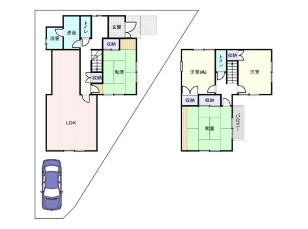 岸和田市天神山町、中古一戸建ての間取り画像です
