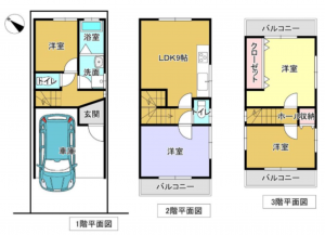 和泉市肥子町、中古一戸建ての間取り画像です