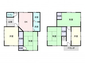 岸和田市春木若松町、中古一戸建ての間取り画像です