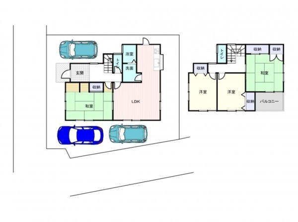 岸和田市土生町、中古一戸建ての間取り画像です