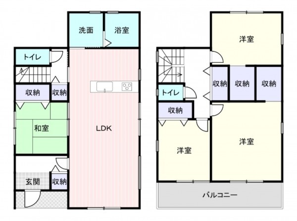 岸和田市上町、新築一戸建ての間取り画像です