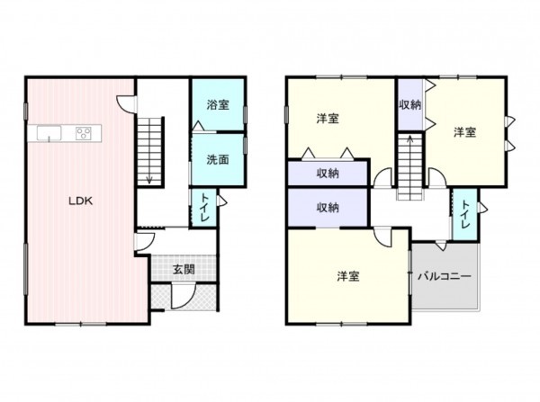 岸和田市上町、新築一戸建ての間取り画像です