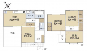 和泉市王子町、中古一戸建ての間取り画像です