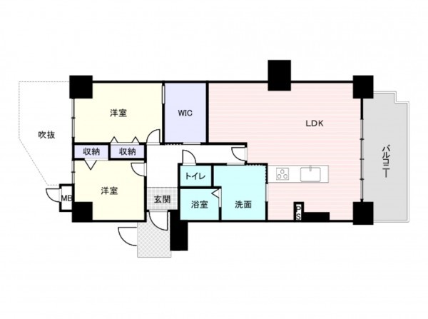 岸和田市大町、マンションの間取り画像です