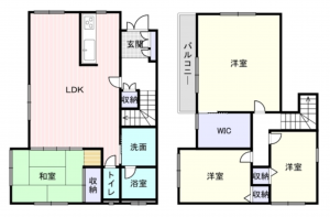 和泉市小田町、中古一戸建ての間取り画像です