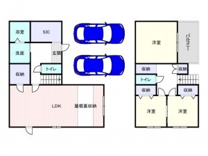 岸和田市神須屋町、中古一戸建ての間取り画像です