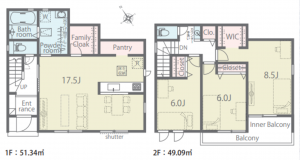 岸和田市岡山町、新築一戸建ての間取り画像です