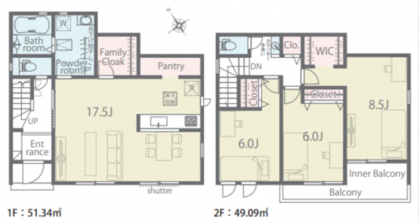 岸和田市岡山町、新築一戸建ての間取り画像です