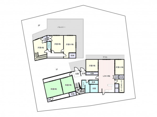 八尾市郡川、中古一戸建ての間取り画像です