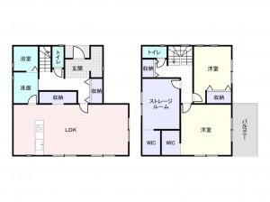 岸和田市岸城町、新築一戸建ての間取り画像です