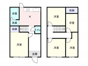 岸和田市下池田町、中古一戸建ての間取り画像です